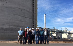 A group of sorghum buyers from Mexico tour the Diamond Ethanol plant in Levelland, Texas.
